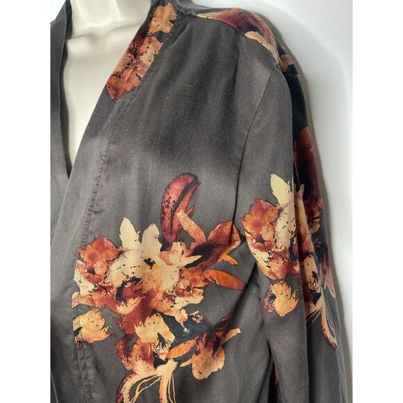 Free People Floral Open Cardigan - Gray and Orange - Picture 2 of 11